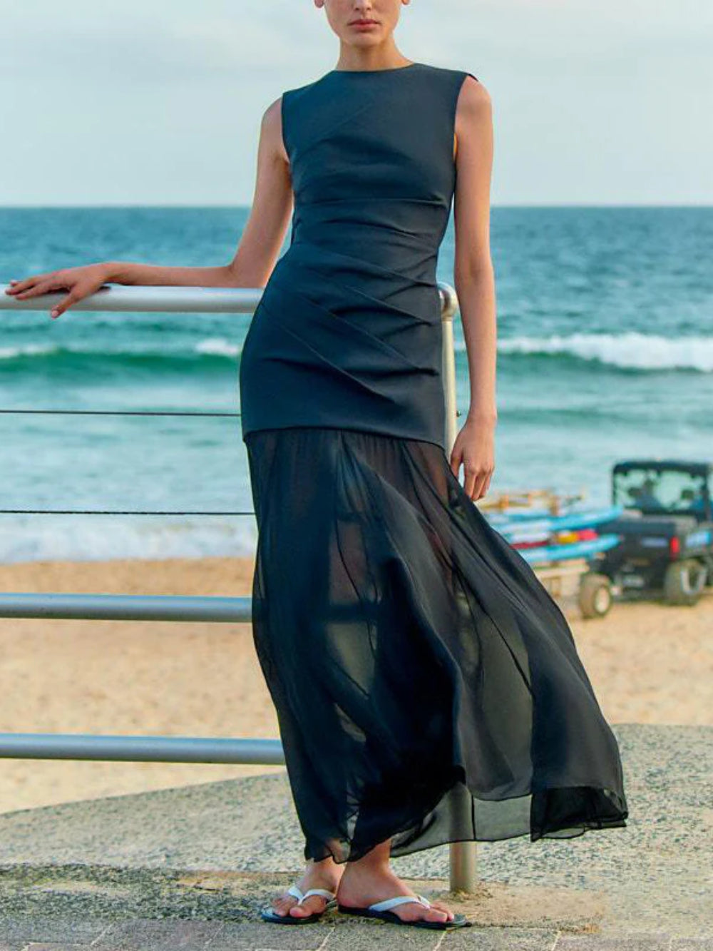 Vintage Black Mesh Tank Dress