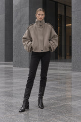 Vintage Stand Collar Buttoned Short Wool Coat