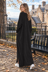 V Neck Swing Dress - Long Sleeve