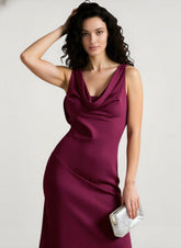 Satin Bodycon Backless Fish Maxi Dress
