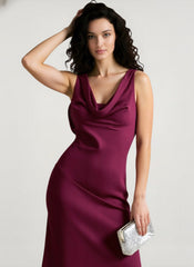 Satin Bodycon Backless Fish Maxi Dress