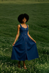 Washed Button Front Cami Denim Dress
