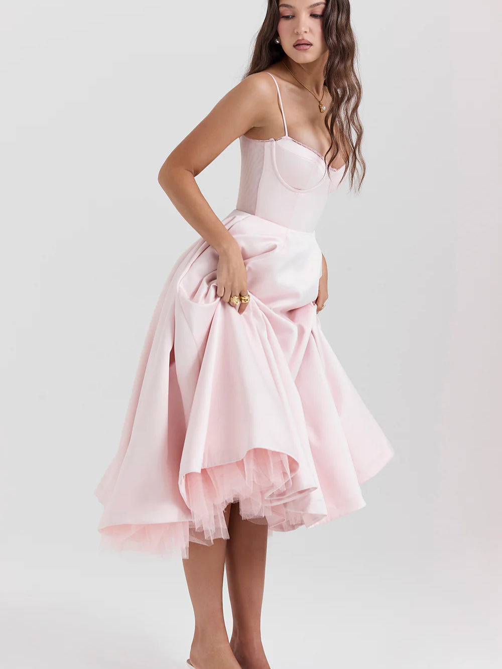 Sexy slim fit waist Midi Dresses