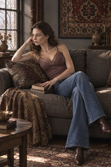 Y2K Lace Trim Sequin Cami Top