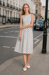 Sleeveless Polka Dot Casual Maxi Dress