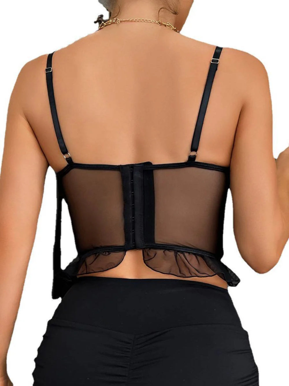 Mesh Embroidered Flower Cami