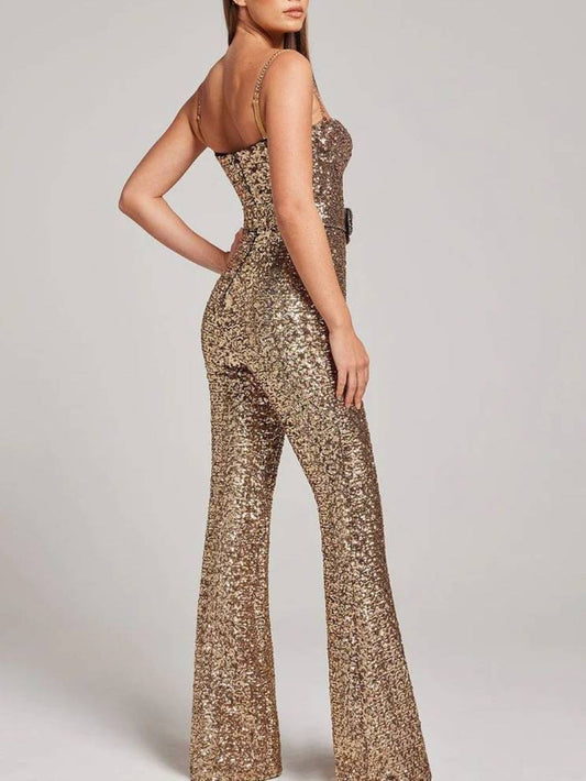 Sequin Wide Waistband Jumpsuit