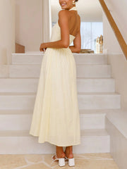 Chic Wide Strap Halter Backless Dress