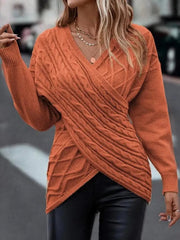 V-Neck Solid Color Knitted Pullover