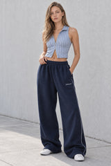 Elastic Waist Loose Fit Casual Pants