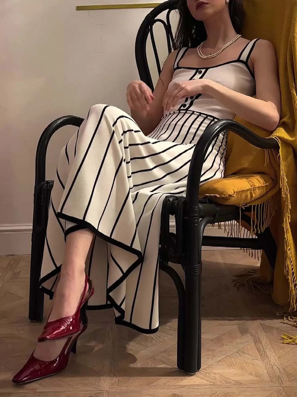 Vintage Striped Round Neck Sleeveless Madi Dress
