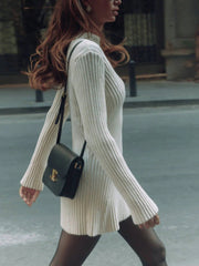 Classic Bell Sleeve Versatile Mini Sweater Dress