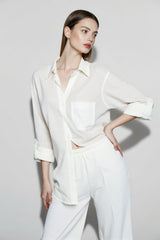 Linen V Neck Relaxed Blouse
