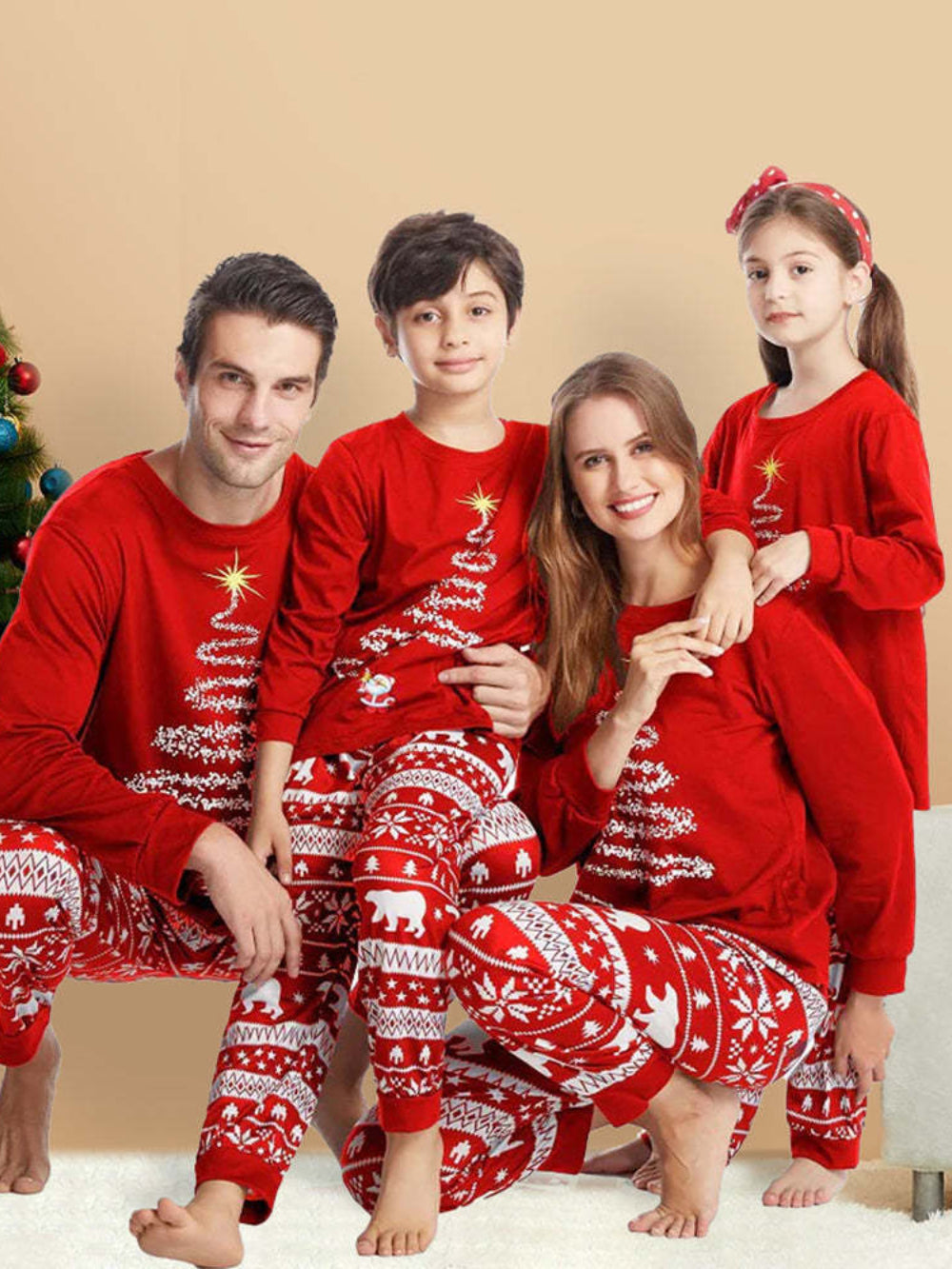 Red Christmas Tree Family Pajama Set