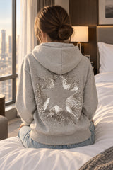 Sequin Star Cropped Pullover Hoodie