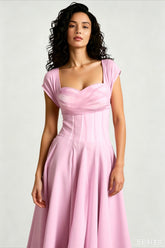 Soft Mesh Waist Flared Prom Dress