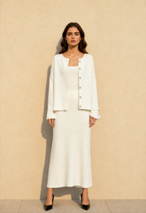 Elegant Minimalist Knit Long Sleeve Cardigan Cami Three Piece Set
