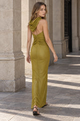 Carleigh Ruche Maxi Charming Dress With Headscarf