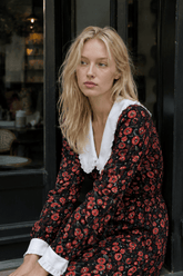Collar Waist Cinched Stylish Floral Dress