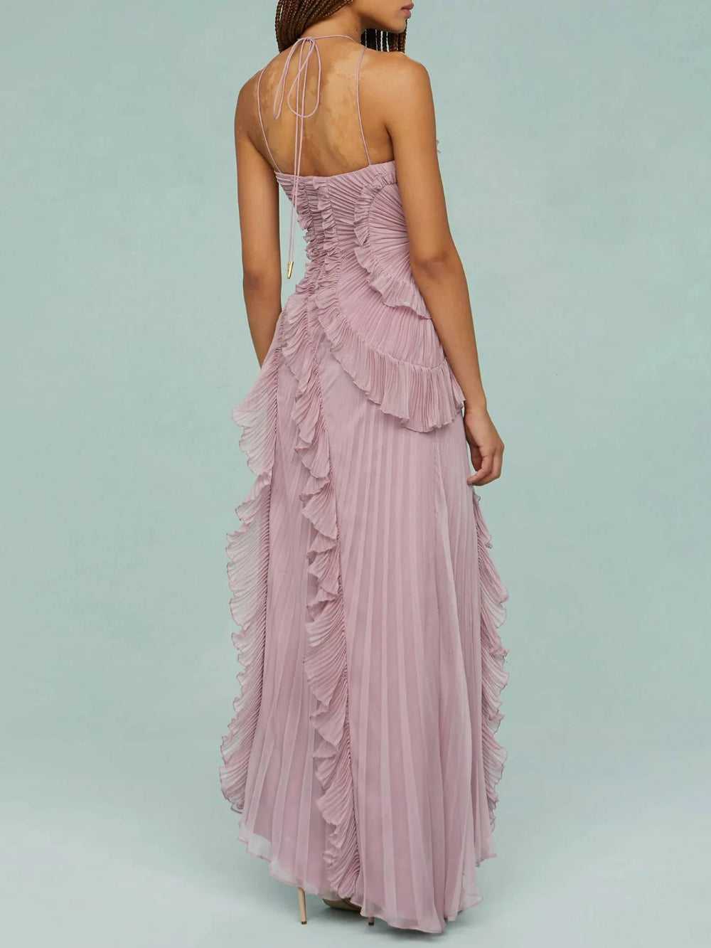 Ruffled Ruched Slimming Midi Dress