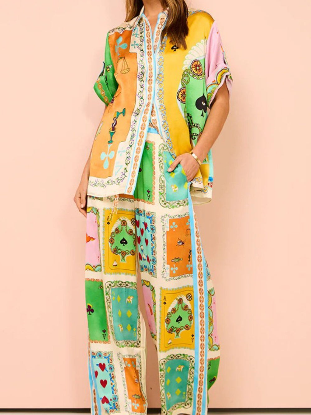 Unique Print Wide Leg Pants
