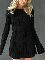 Wave Stripe Long Sleeve Bodycon Dress