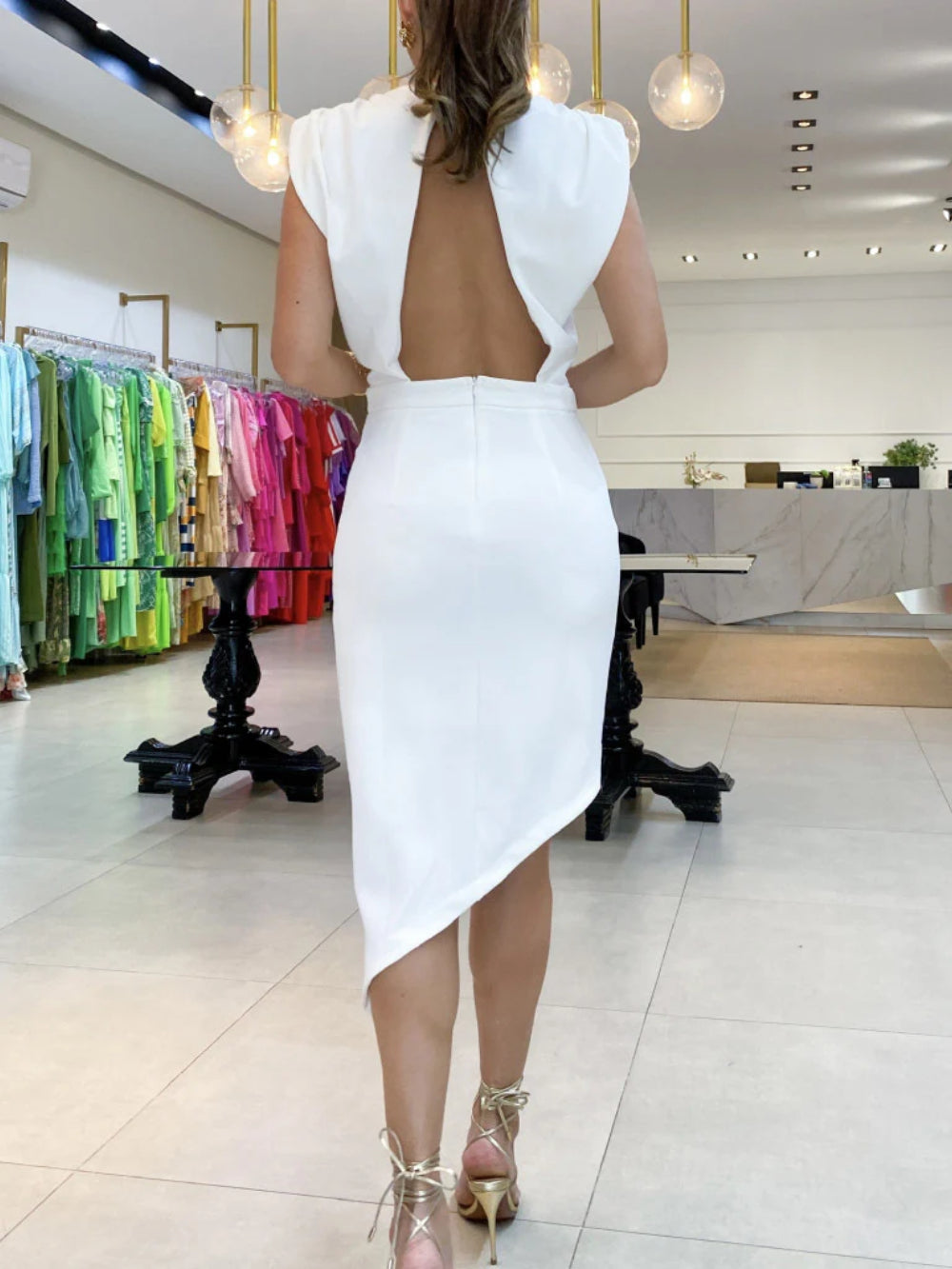 Elegant Asymmetric Pleated Detail Mini Dress