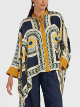 Retro Floral Print Stand Collar Top