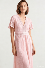 Sheer V Neck Bodycon Maxi Dress