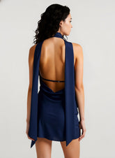 Deep V Backless Ribbon Cocktail Dress
