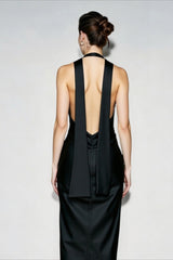 Deep V-Neck Halter Party Dress