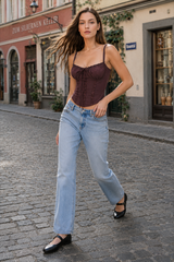 Lace Panel Tie Sexy Cami Top