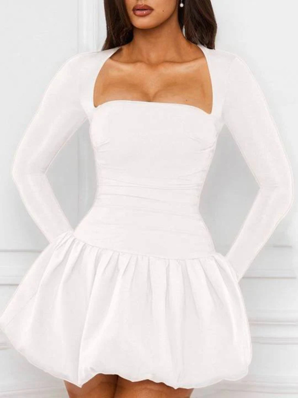 Square Collar Backless Dress