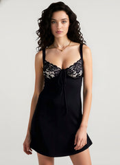Backless Lace Panel A-line Cocktail Dress