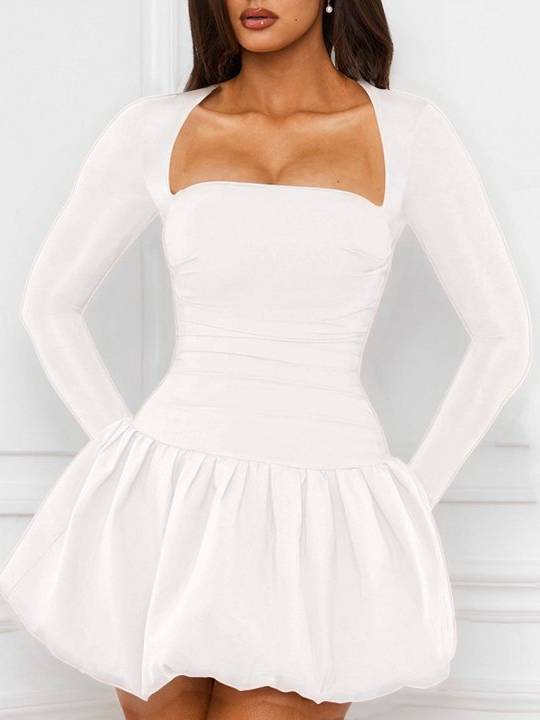Square Collar Backless Dress