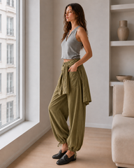 Ruched Mid Rise Wide Leg Jeans