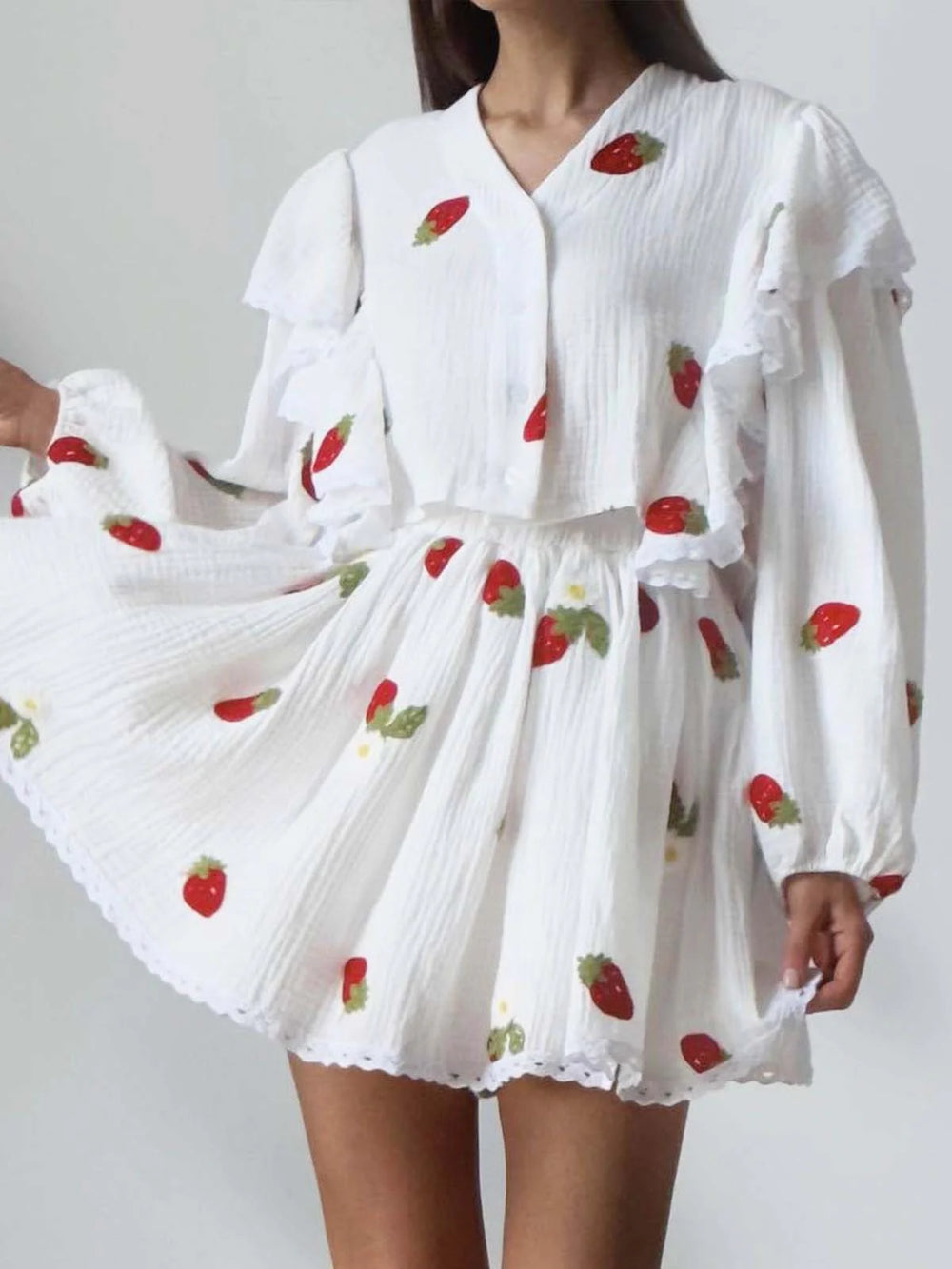 Ruffled Homewear Skirt Set