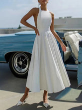 Elegant Halter Bow Tie Solid Waist-Tied Dress