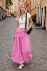 Pocket Smocked Elastic Waist Lantern Skirt