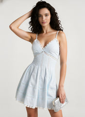 Lace Patchwork Hollow Ruffle Cami Mini Dress