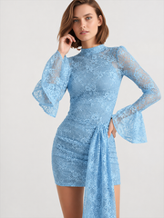 Sexy Lace Long Sleeve Bodycon Maxi Evening Dress