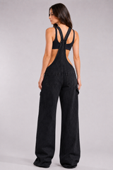 Low Rise Wide Leg Overall Jeans