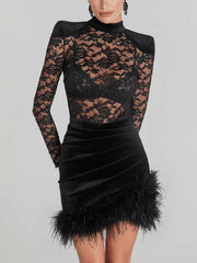 Elegant Lace Sheer Mini Dress