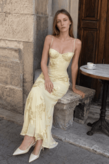 Strapless Floral Embroidered Maxi Dress