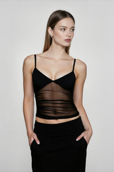 Mesh Panel Open Back Cami Top