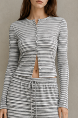 Stripe Button Cord Easy Two Piece Set