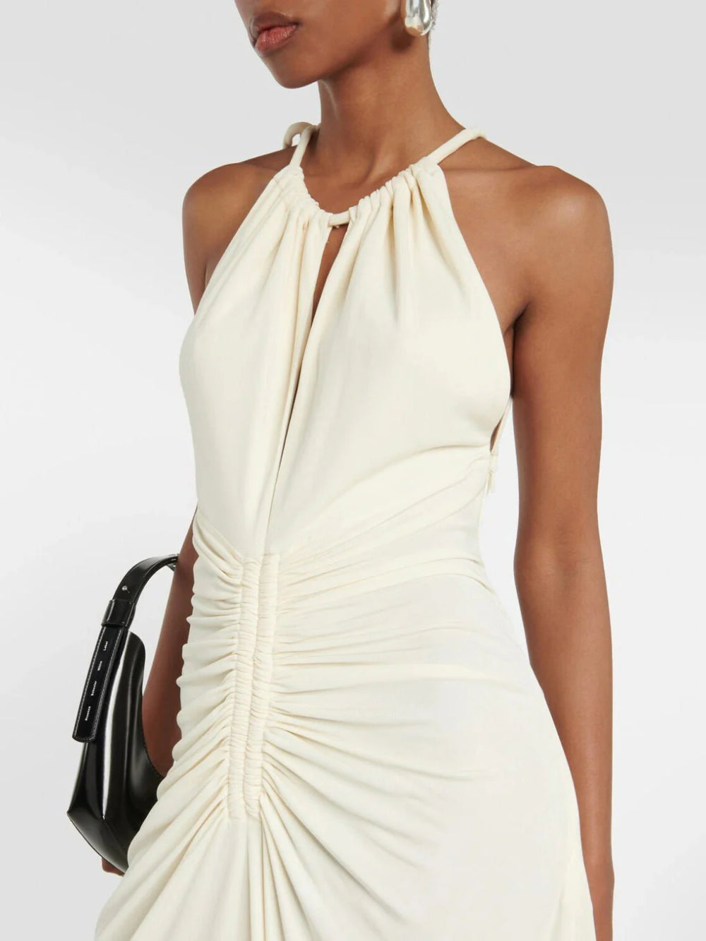 Halter Neck Drawstring Maxi Dress