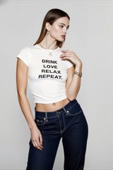 Letter Print Crop T-shirts