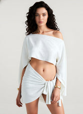 Slanted Strap Cropped Linen Gothic Mini Dress