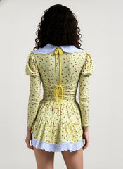 Peter Pan Collar Short Sleeve Floral Mini Dress